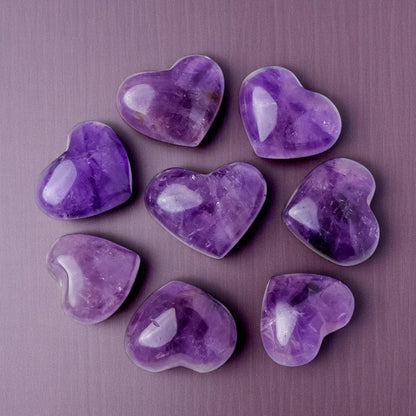 Attract Balance: Natural Amethyst Heart-Shaped Healing Crystals