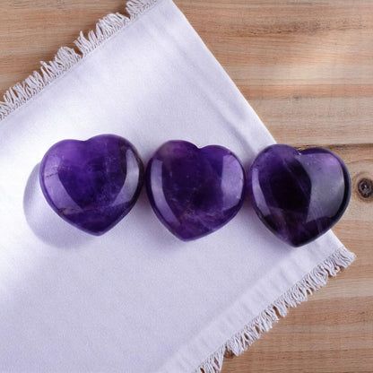 Attract Balance: Natural Amethyst Heart-Shaped Healing Crystals