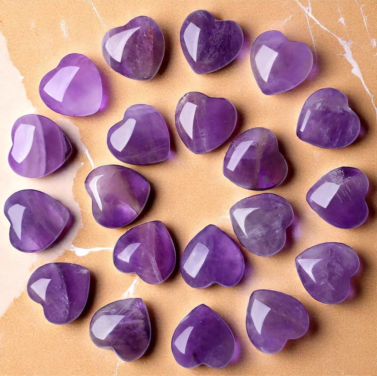 Attract Balance: Natural Amethyst Heart-Shaped Healing Crystals