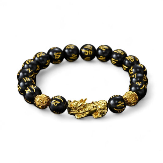 Wealth Power: Feng Shui Pixiu Obsidian Bracelet