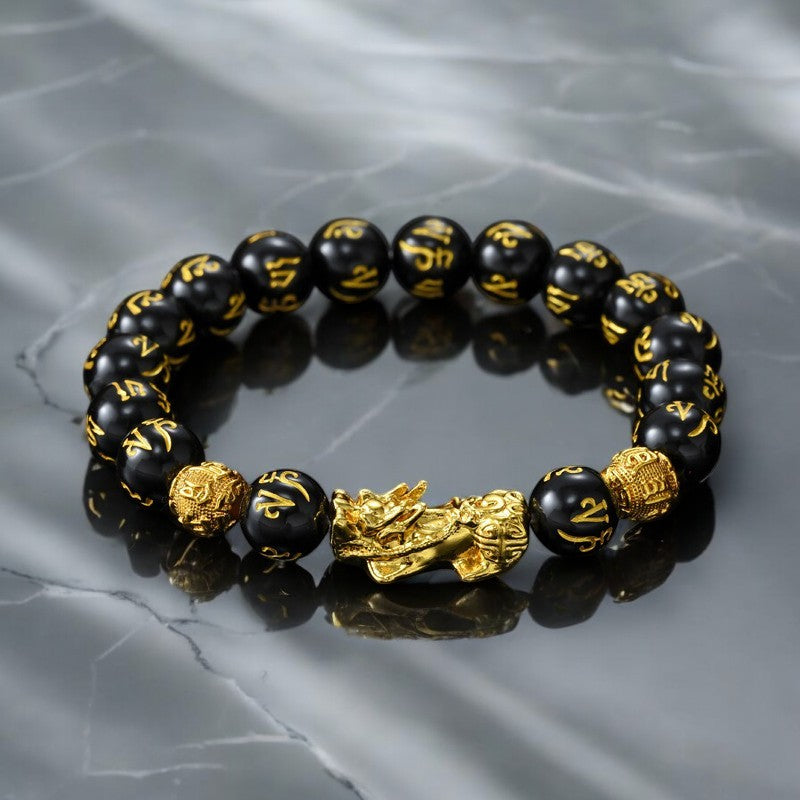 Wealth Power: Feng Shui Pixiu Obsidian Bracelet