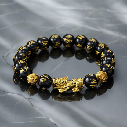Wealth Power: Feng Shui Pixiu Obsidian Bracelet
