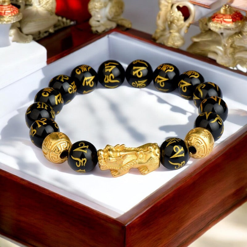 Wealth Power: Feng Shui Pixiu Obsidian Bracelet